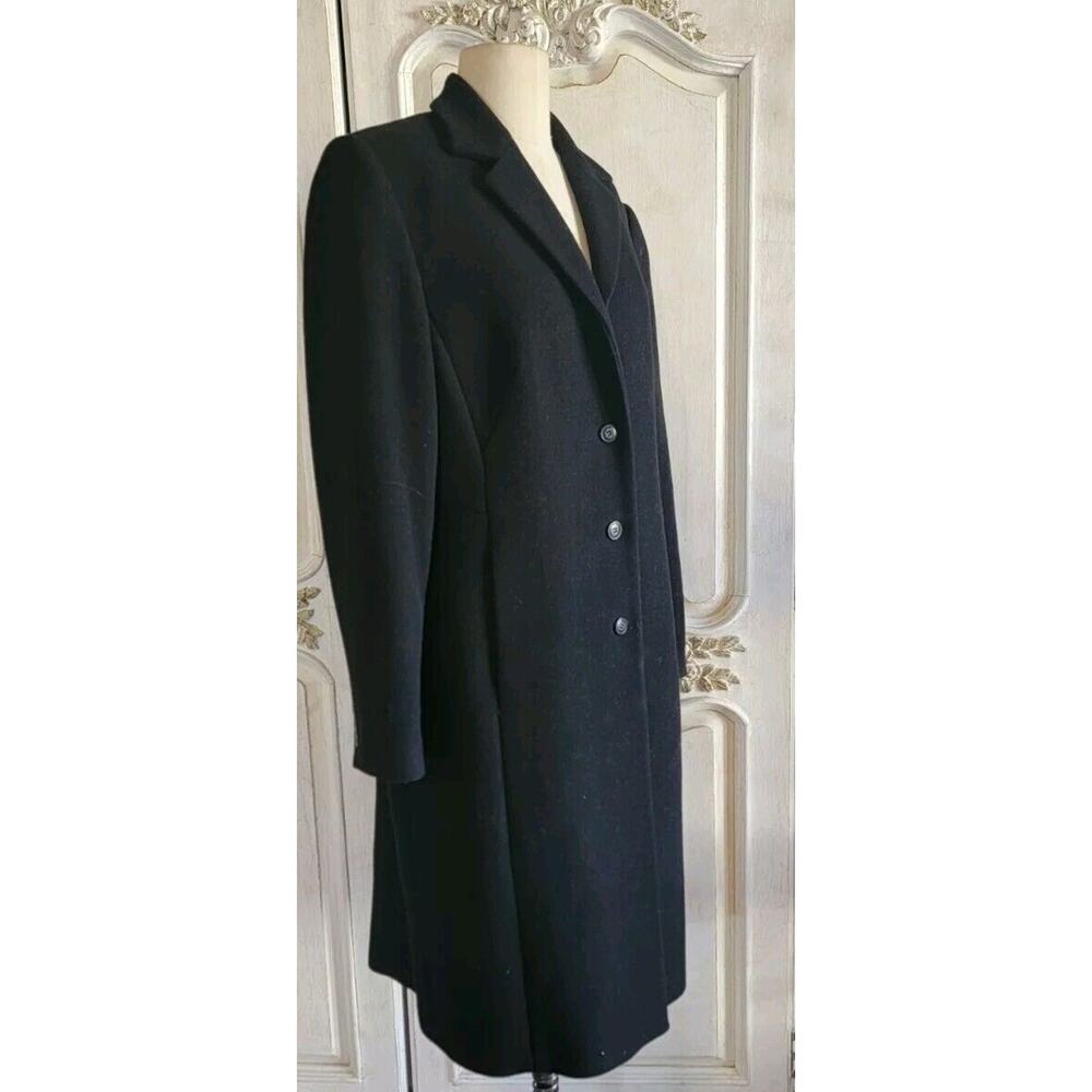 Vintage Murano Wool blend  Long Coat Women's Size 12 Black Button - Picture 5 of 15